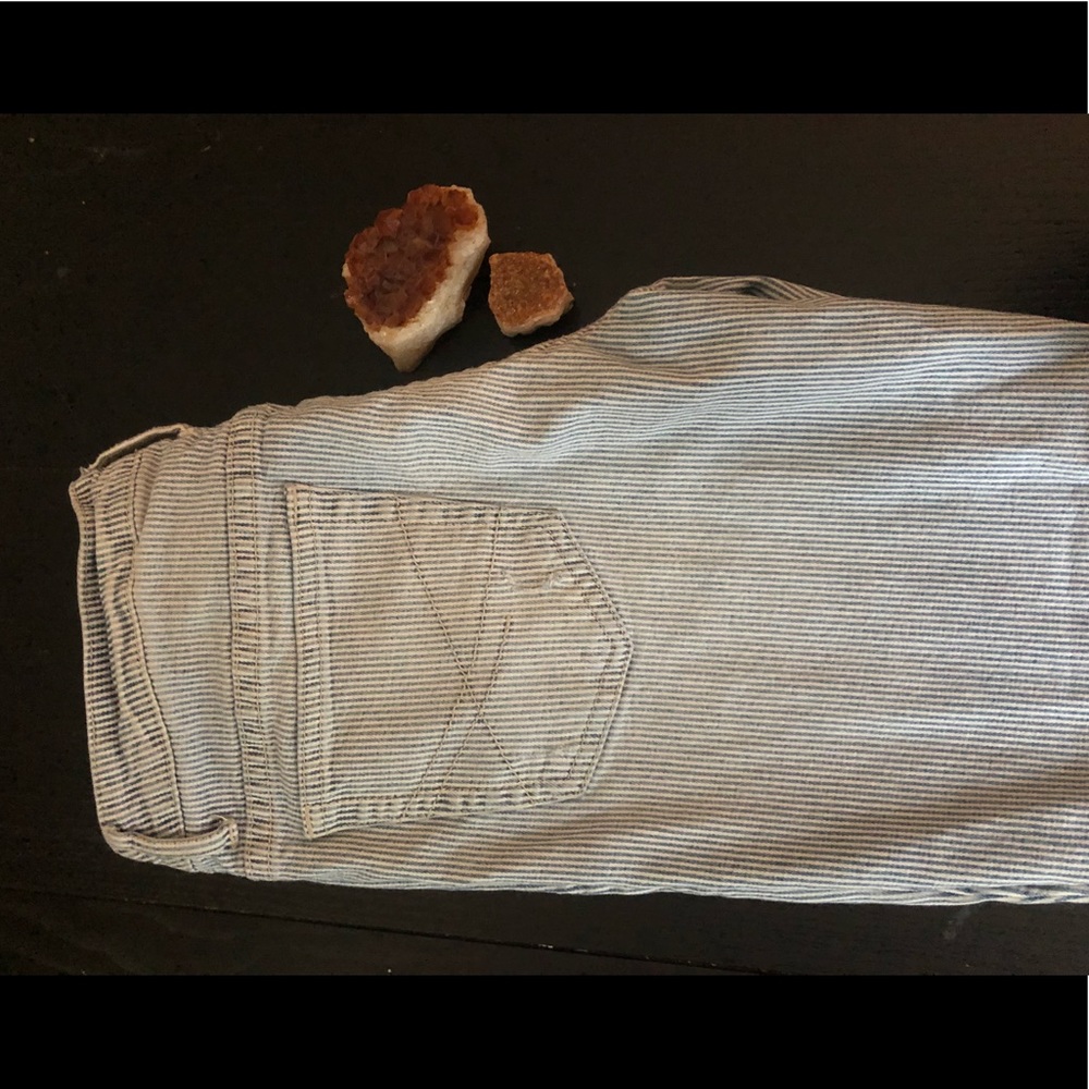 Light Blue Pin-Striped Ultra Skinny Jeans